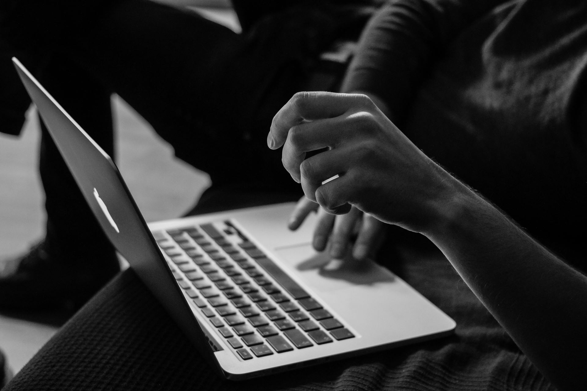 typing on a laptop